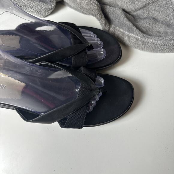 Bass Women's Heather Thong Sandals Black Leather Wedge Flip Flop Boho City Y2K 9 - Picture 5 of 16